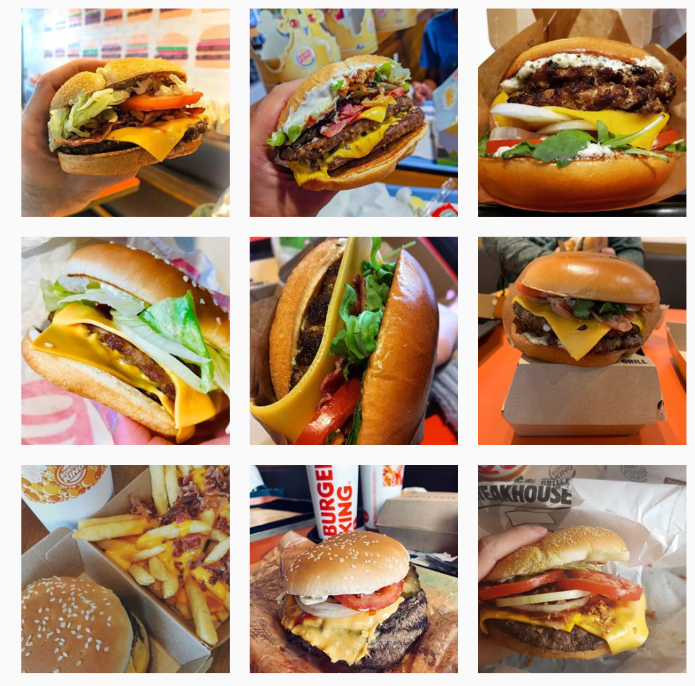 Photo d'illustration du fil Instagram de Burger King.