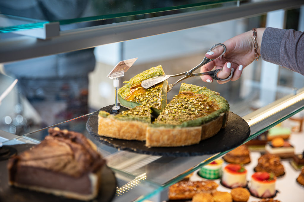 Une tarte à la pistache du Comptoir des Gourmets - Val d'Oise Communication