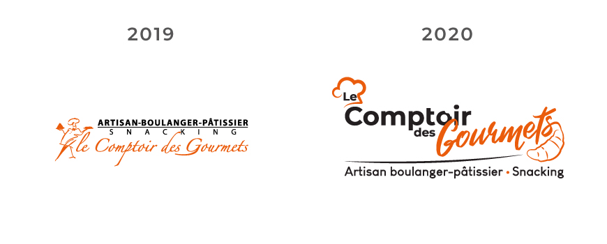 Les différents logos du Comptoir des Gourmets - Val d'Oise Communication