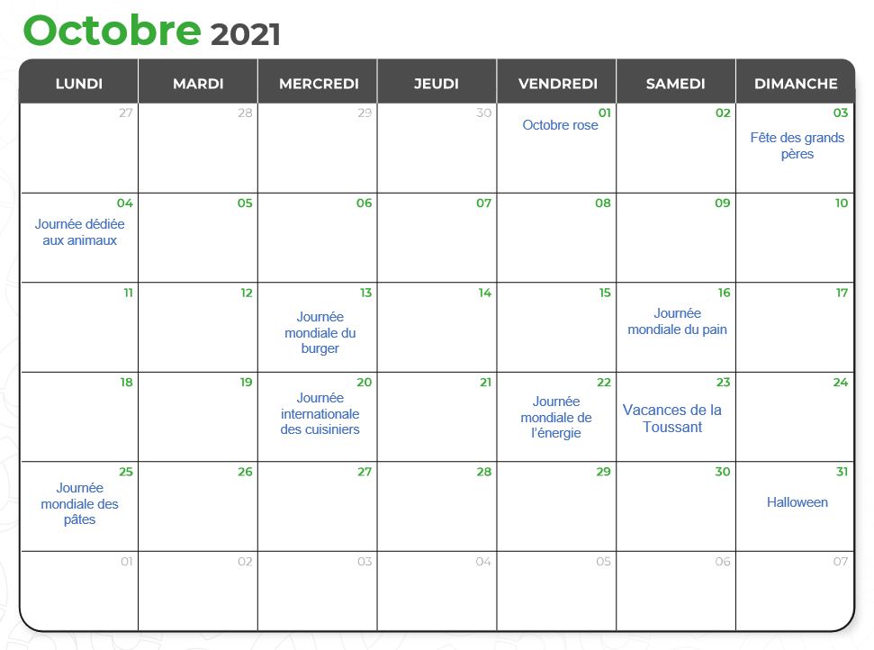 Calendrier marketing septembre 2021 par Val d'Oise Communication