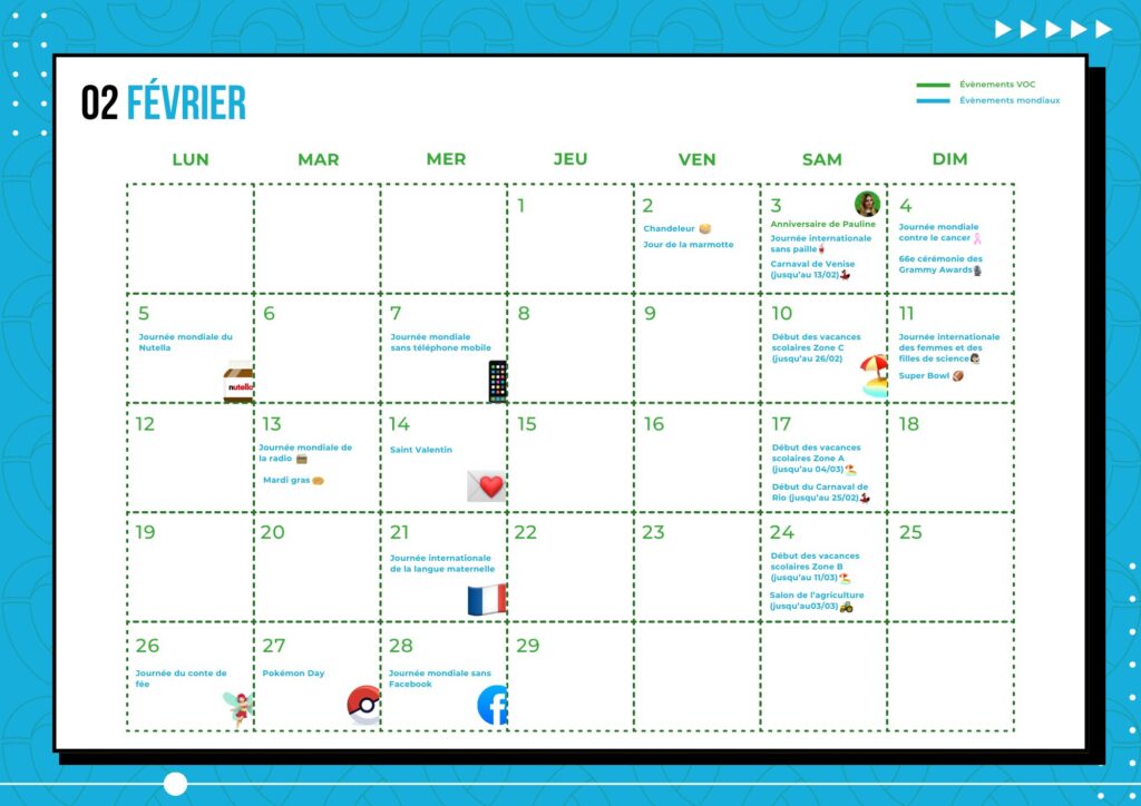 Les dates importantes de février 